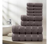Casabella Towels Set - 8 Pc Towels for Bathroom - Bath Towel Set 100% Cotton - 2 Bath Towels, 2 Hand Towels, 4 Face cloth - Quick Dry Hotel Quality Bathroom Towels Bale Set Grey