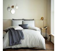 Smart Living Premium Polycotton Pom Pom Duvet Cover With Pillowcases in Grey | Size: King Smart Living Grey King