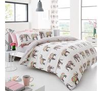Smart Living Printed Duvet Cover And Pillowcase Set In White White Double