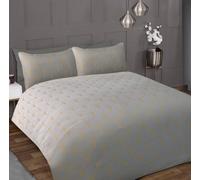 Sleepdown Ombre Metallic Duvet Cover with Pillowcase Grey Scallop Luxury Soft Cosy Easy Care Polyester Duvet Double Size (200cm x 200cm)