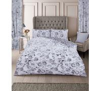 Smart Living Printed Polycotton Bellerose Duvet Cover With Pillowcases in Grey | Size: Single Smart Living Grey Single