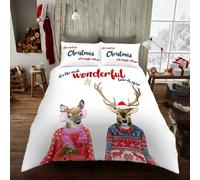 Smart Living Printed Polycotton Christmas Duvet Cover With Pillowcases In Pink Pink