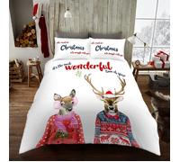 Smart Living Printed Polycotton Christmas Duvet Cover With Pillowcases in Pink | Size: Double Smart Living Pink Double