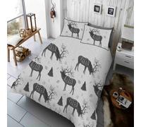 Smart Living Printed Polycotton Christmas Duvet Cover With Pillowcases In Silver Silver Double