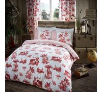 Smart Living Printed Polycotton Safari Duvet Cover With Pillowcases In Red Red