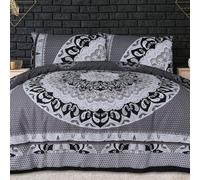 Smart Living Printed Reversible Polycotton Paisley Mandala Duvet Cover With Pillowcases in Black | Size: Single Smart Living Black Single