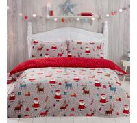 Smart Living Printed Santa Christmas Fleece Duvet Cover With Pillowcases Multi