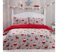 Smart Living Printed Santa Christmas Fleece Duvet Cover With Pillowcases Multi