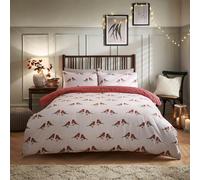 Smart Living Robin Brushed Cotton within Piping Duvet Cover With Pillowcases- Red - King (220cm x 230cm)
