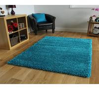 Smart Living Soft Fluffy 5Cm Thick Pile Shaggy Area Rugs For Living Room, Bedroom In Teal Teal 80cm x 150cm