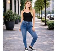 Smart Living Skinny Fit Denim Jeans Jeggings Pull On Casual With Pockets In Blue Blue