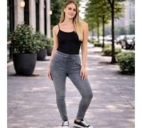 Smart Living Skinny Fit Denim Jeans Jeggings Pull On Casual With Pockets In Grey Grey