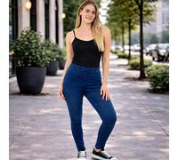 Smart Living Skinny Fit Denim Jeans Jeggings Pull On Casual With Pockets In Indigo Indigo