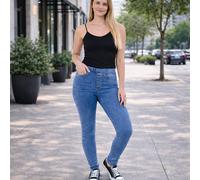 Smart Living Skinny Fit Denim Jeggings With Pockets - Classic Casual Trousers In Blue Blue