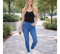 Smart Living Skinny Fit Denim Jeggings With Pockets - Classic Casual Trousers In Duck Egg Blue Duck Egg Blue