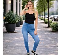 Smart Living Skinny Fit Denim Jeggings With Pockets - Classic Casual Trousers In Mid Blue Mid Blue