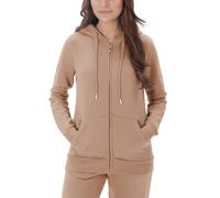 Smart Living Sleek & Versatile Polycotton Plain Zip-Up Hoodie In Light Brown Light Brown XL