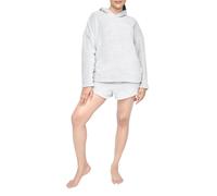 Smart Living Soft & Cozy Fleece Loungewear Hoodie & Short Set In Light Grey Light Grey M