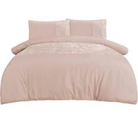 Smart Living Soft & Elegant Cosy Velvet Cuff Panel Duvet Cover Set With Pillowcases In Light Beige Light Beige Single