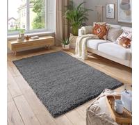 SmartLiving Rug 80 x 150cm Dark Grey Shaggy Rug Soft Thick 5cm Pile Modern Shimmer Area Rug, Fluffy Non Slip Bedroom Living Room Hallway Carpet, Luxury Shiny Floor Rug