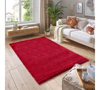 Smart Living Soft Fluffy 5cm Thick Pile Shaggy Area Rugs for Living Room, Bedroom in Red | Size: 60 cm x 110 cm Smart Living Red 60 cm x 110 cm
