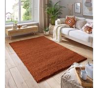 Smart Living Soft Fluffy 5Cm Thick Pile Shaggy Area Rugs For Living Room, Bedroom In Terracotta Terracotta 60cm x 110cm