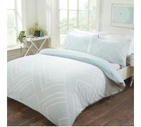 Smart Living Sparkle Striped Geometric Duvet Cover With Pillowcases - Duck Egg - Double (200cm x 200cm)
