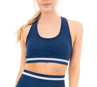 Smart Living Stylish And Comfortable Leopard Print Seamless Padded Sports Bra In Navy Navy