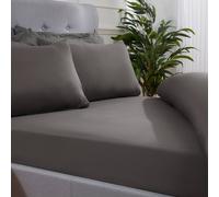 Smart Living Super Soft Microfibre Plain Dye Warm Cosy Bed Linen 32Cm Fitted Sheet In Grey Grey