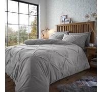 Smart Living Teddy Chiswick Pintuck Duvet Cover And Pillowcase Set In Charcoal Charcoal