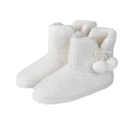 Smart Living Teddy Fleece Bootie Slippers In Cream Cream S