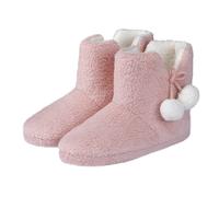 Smart Living Teddy Fleece Bootie Slippers In Pink Pink S