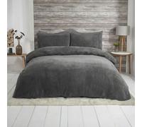 Smart Living Teddy Fleece Duvet Cover With Pillowcases - Charcoal - Single (135cm x 200cm)