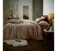 Smart Living Teddy Plain Duvet Cover and Pillowcase Set - Mink - Double (200cm x 200cm)