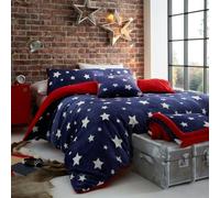 Smart Living Teddy Bear Fluffy Bedding Set, Thermal Warm & Cosy Super Soft Fleece Duvet Cover Set With Pillowcases - Navy