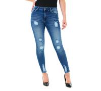 Smart Living Women's Classic Cotton Stretch Skinny Mid Rise Ripped Jeans in Dark Blue | Size: 30 Smart Living Dark Blue 30