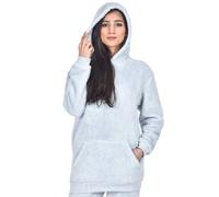 Smart Living Womens Luxury Teddy Fleece Hoodie Warm Soft Cosy Pullover In Baby Blue Baby Blue S