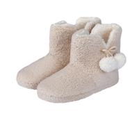 Smart Living Women's Teddy Fleece Bootie Slippers in Natural | Size: Large Smart Living Natural L