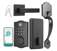 Smart Lock Door Lockset, Keyless Entry Deadbolt with Handle, Fingerprint/App/Code/Key Unlock, Anti-Peeping Keypad, Auto-Lock, Easy Install