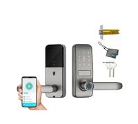 Smart Lock, Keyless Entry, Sleek Matte Black Handle, Electronic Keyboard, Fingerprint and Touch Keyboard, Biometric Bluetooth Smart Lock for Front Door