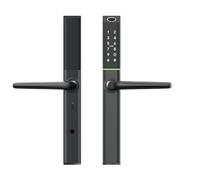 Smart Lock With Fingerprint, Keyless Entry, Bluetooth, Keypad, and Card Access - for Aluminum Swing and Wooden Doors (Black)