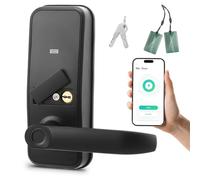 Smart Lock with Handle, Fingerprint Door Lock, Keyless Entry Door Lock with App Control, RFID Card, Password & Key Access, Touchscreen Keypad Electronic Door Lock for Front Door, Airbnb & Apartment