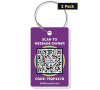 Smart Luggage Tags | Privacy QR Code Luggage Tag Keeps Personal info Private | Customizable Travel Suitcase Tags for Women Men | Use with GPS Bag Locator Tracking, Air Tag for Android or iOS, Purple