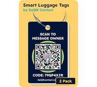 Smart Luggage Tags | Privacy QR Code Luggage Tag Keeps Personal info Private | Customizable Travel Suitcase Tags for Women Men | Use with GPS Bag Locator Tracking Tags, Air Tag for Android or iOS