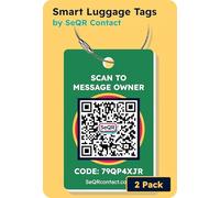Smart Luggage Tags | Privacy QR Code Luggage Tag Keeps Personal info Private | Customizable Travel Suitcase Tags for Women Men | Use with GPS Bag Locator Tracking Tags, Air Tag for Android or iOS