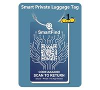 Smart Luggage Tags | Privacy QR Code Luggage Tag Keeps Personal info Private for Android or iOS, Blue, 3"x2", Contemporary