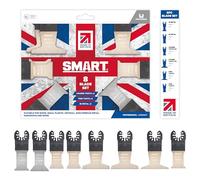 SMART Made in Britain Multi Tool Blade Set 8 Pack, Pro Series | Oscillating Multitool Blades for Wood, Metal & Plasterboard - Made in Britain, Universal Open-Back for Trade & DIY