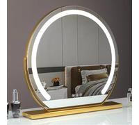 Smart Makeup Mirror with LED Light Touch Button Cosmetic Mirror for Portable Table Mirror Available in d White Black Silver Size: 52cm x 48cm