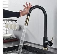 Smart Matte Black Kitchen Faucet - Touch Sensor Pull-Out Mixer Tap with Dual Water Modes, 360° Rotation, Chrome Finish for Modern Home Kitchens Sensor Brushed Gold