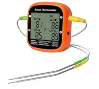Smart Meat Digital Wireless with Dual Probes Instant Read Food APP Control Timing Grill for Outside BBQ Standable and Hangable Stand